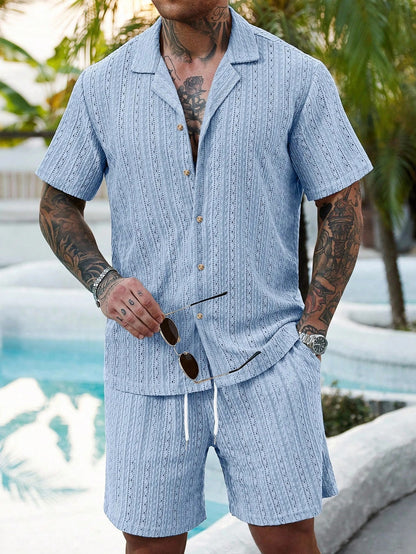 Hollow-out breathable short-sleeved two-piece set - Bellkmart
