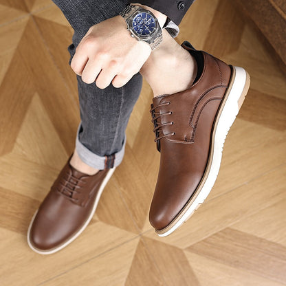 Low-top lace-up casual leather shoes