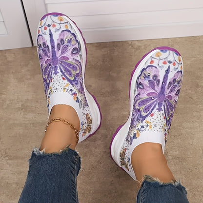 Women's Floral Print Slip-On Sneakers - Bellkmart