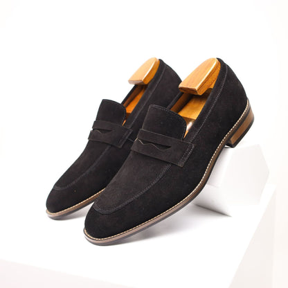 Men’s Suede Penny Loafers – Business Casual Slip-On Dress Shoes