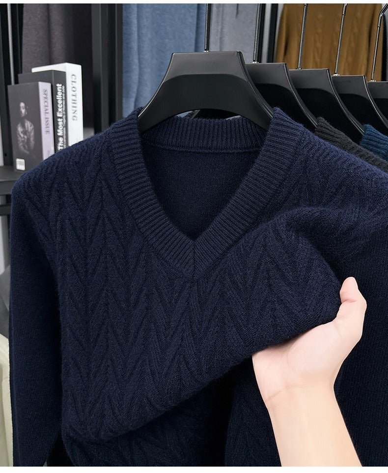 Men's V-neck knitted warm sweater - Bellkmart