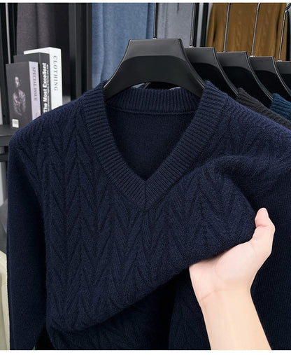 Men's V-neck knitted warm sweater - Bellkmart