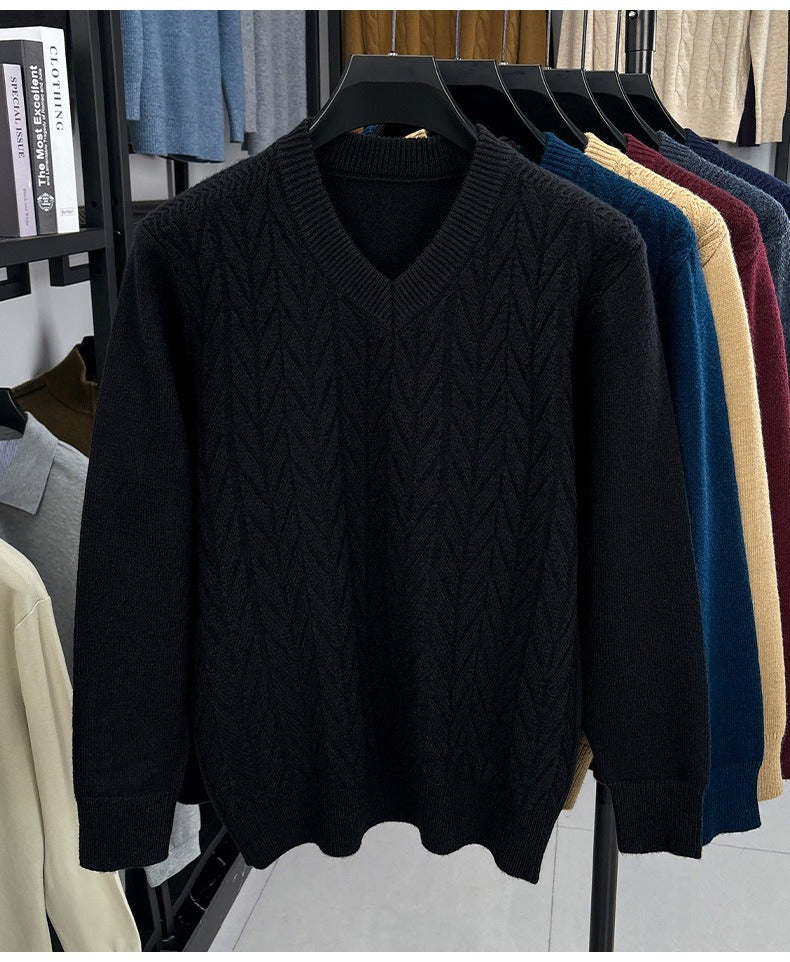 Men's V-neck knitted warm sweater - Bellkmart