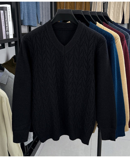 Men's V-neck knitted warm sweater - Bellkmart