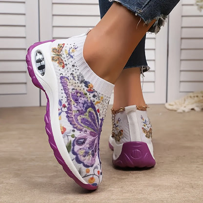 Women's Floral Print Slip-On Sneakers - Bellkmart