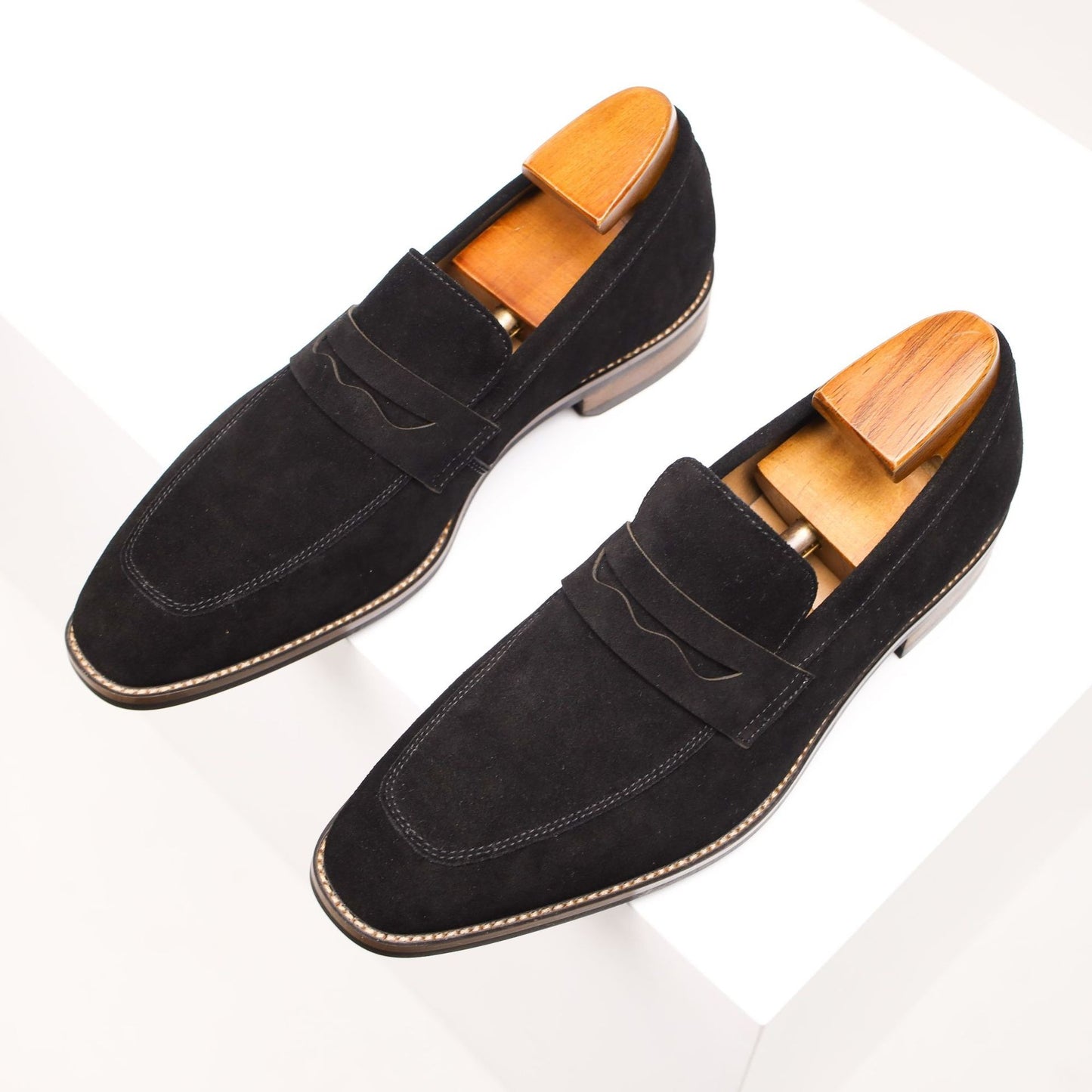 Men’s Suede Penny Loafers – Business Casual Slip-On Dress Shoes
