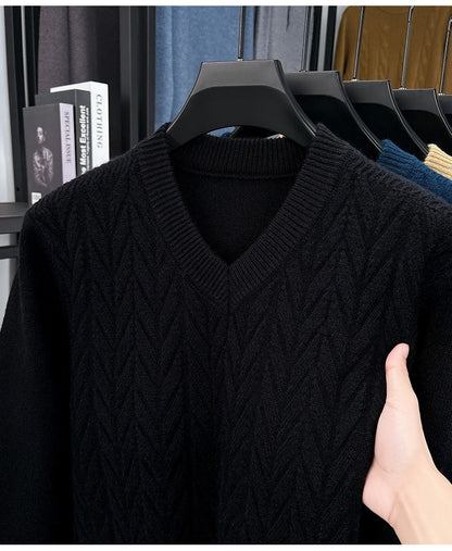 Men's V-neck knitted warm sweater - Bellkmart