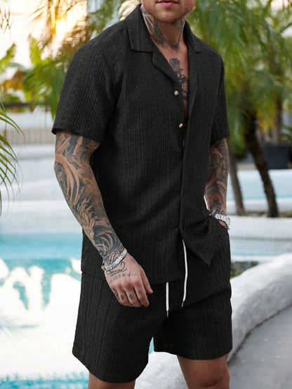 Hollow-out breathable short-sleeved two-piece set - Bellkmart