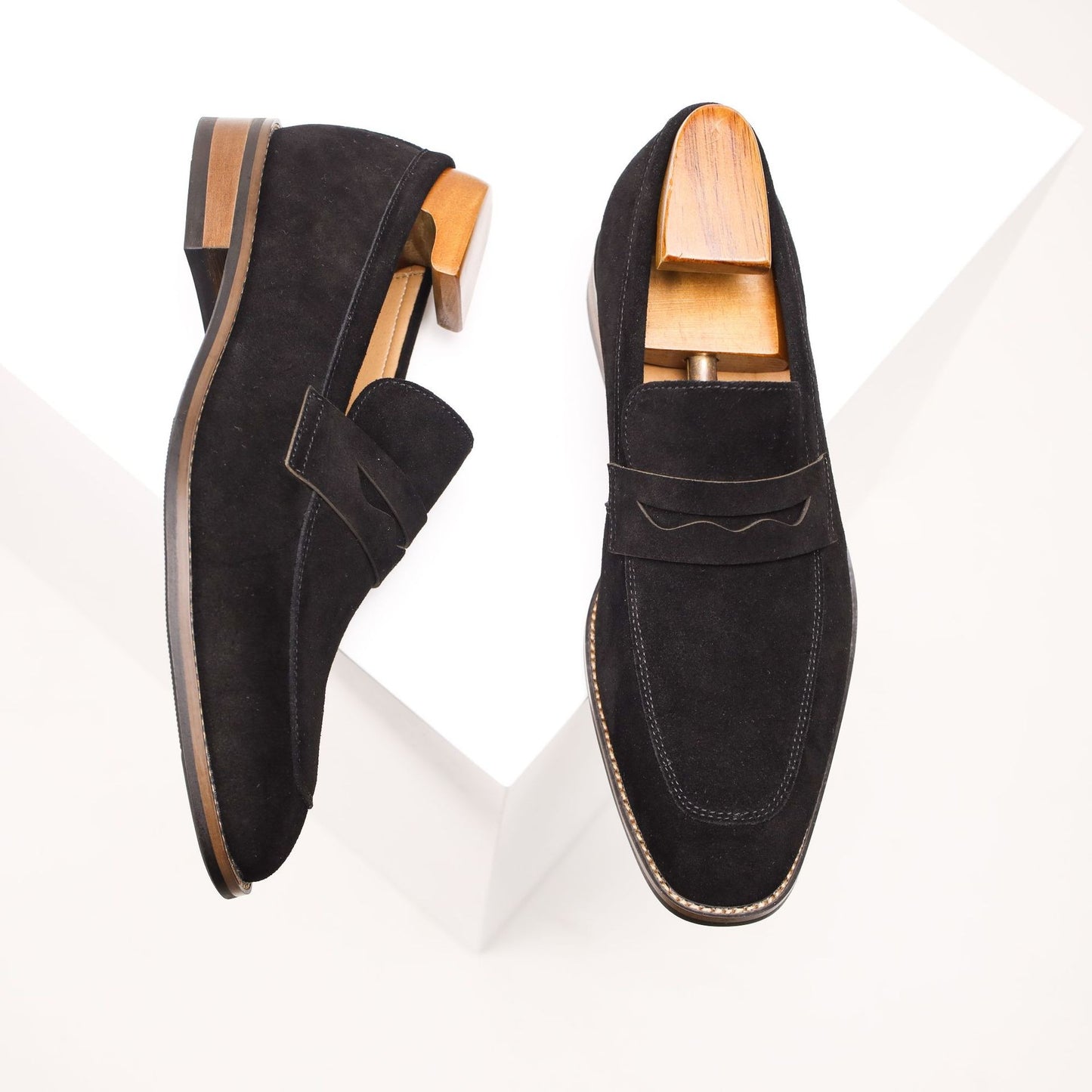 Men’s Suede Penny Loafers – Business Casual Slip-On Dress Shoes