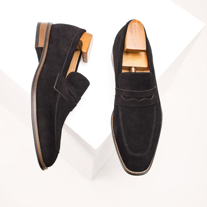 Men’s Suede Penny Loafers – Business Casual Slip-On Dress Shoes