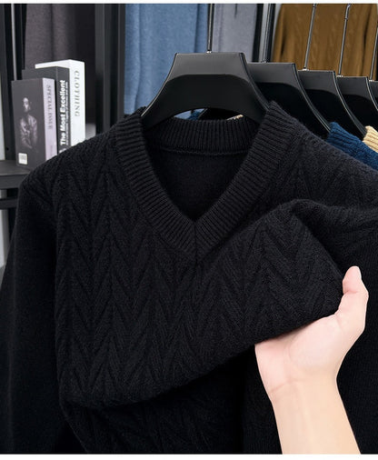 Men's V-neck knitted warm sweater - Bellkmart