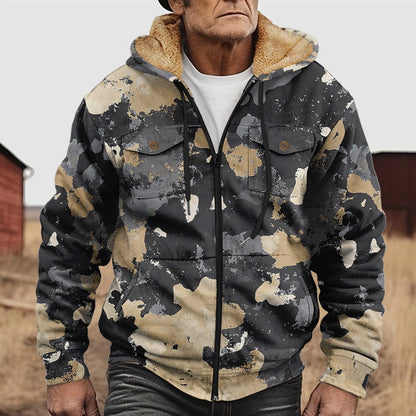 Men's autumn and winter popular 3D hooded fleece sweatshirt jacket - Bellkmart