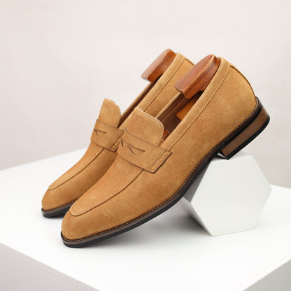 Men’s Suede Penny Loafers – Business Casual Slip-On Dress Shoes