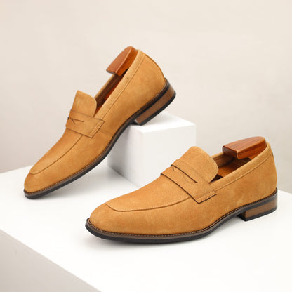 Men’s Suede Penny Loafers – Business Casual Slip-On Dress Shoes