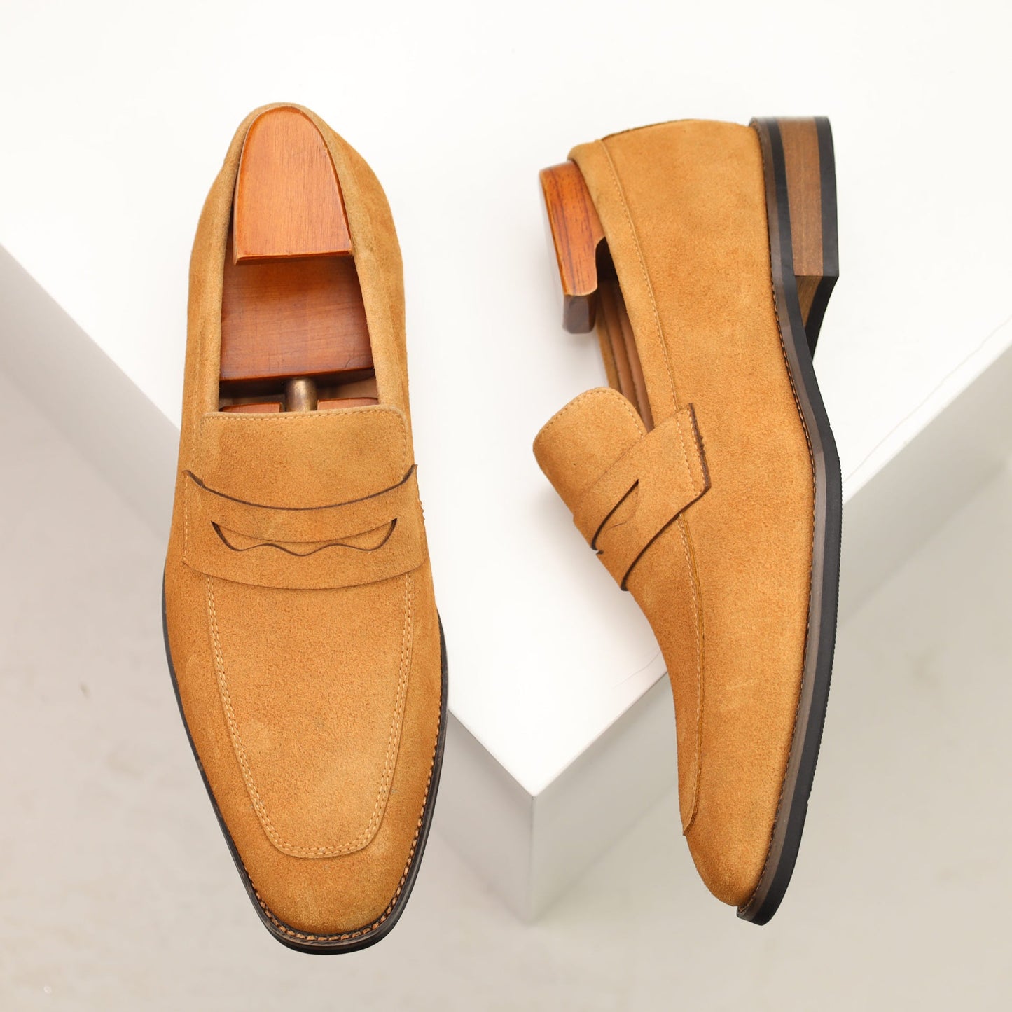 Men’s Suede Penny Loafers – Business Casual Slip-On Dress Shoes