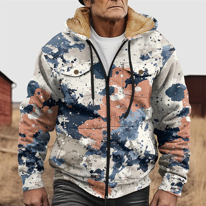 Men's autumn and winter popular 3D hooded fleece sweatshirt jacket - Bellkmart