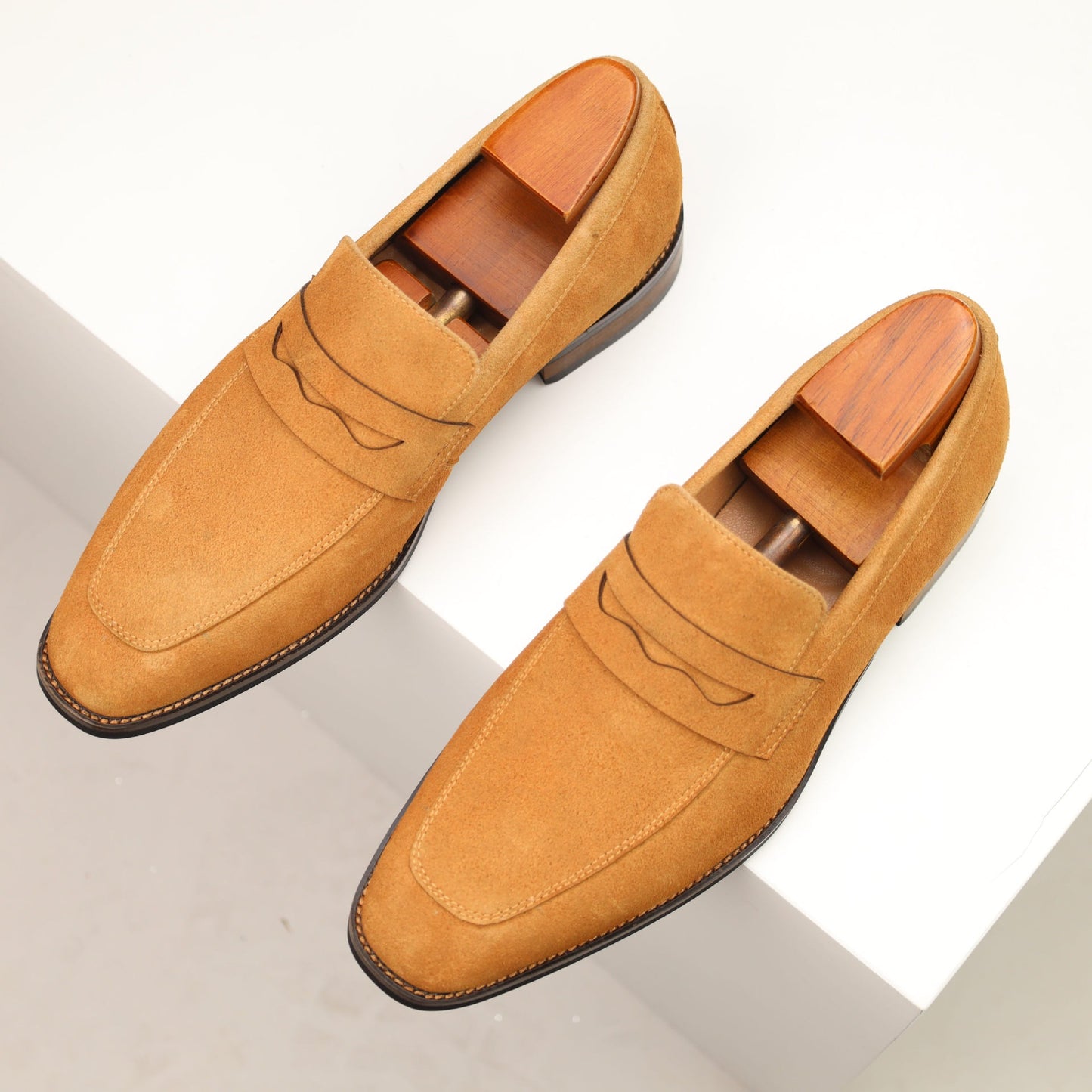 Men’s Suede Penny Loafers – Business Casual Slip-On Dress Shoes