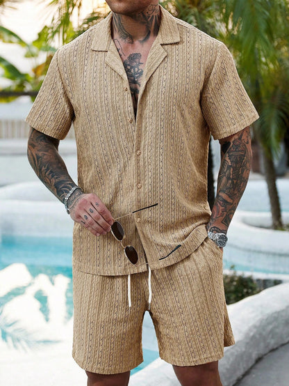 Hollow-out breathable short-sleeved two-piece set - Bellkmart