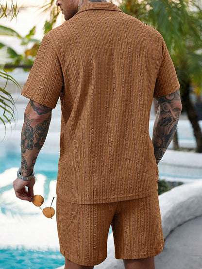 Hollow-out breathable short-sleeved two-piece set - Bellkmart