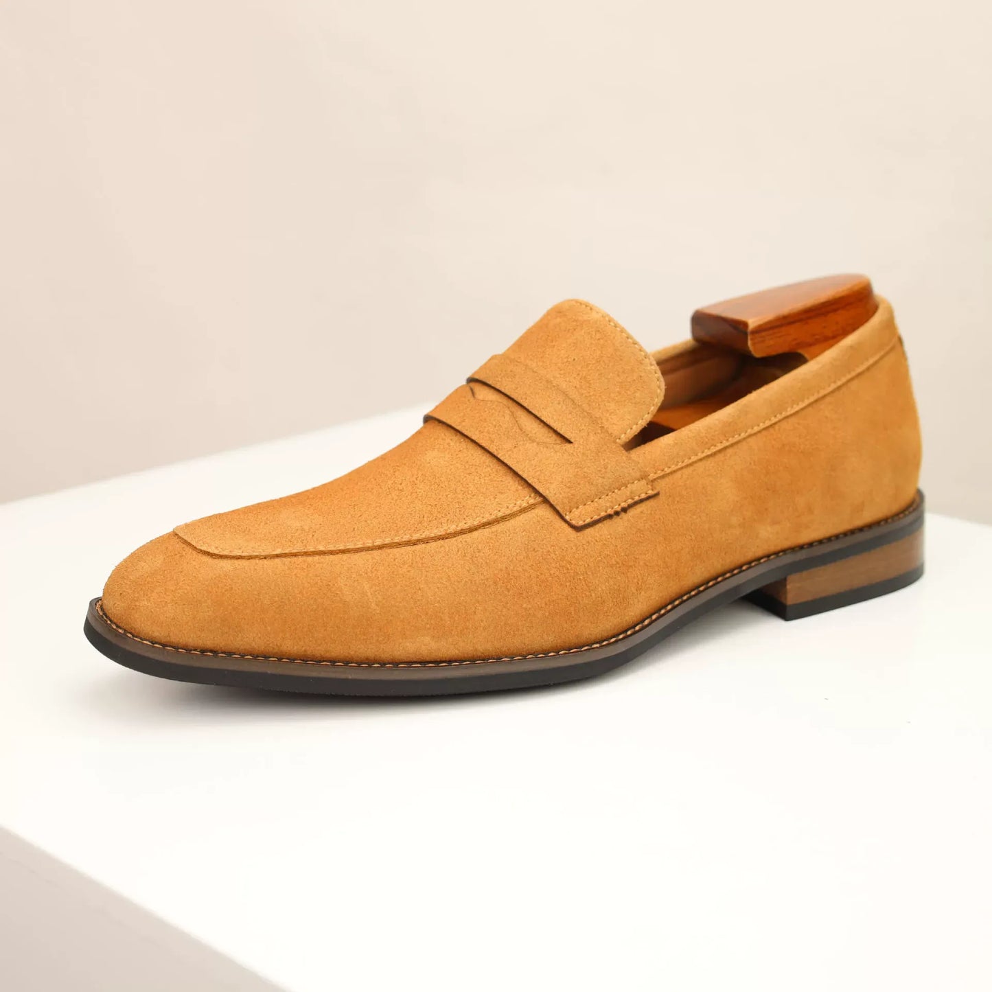 Men’s Suede Penny Loafers – Business Casual Slip-On Dress Shoes