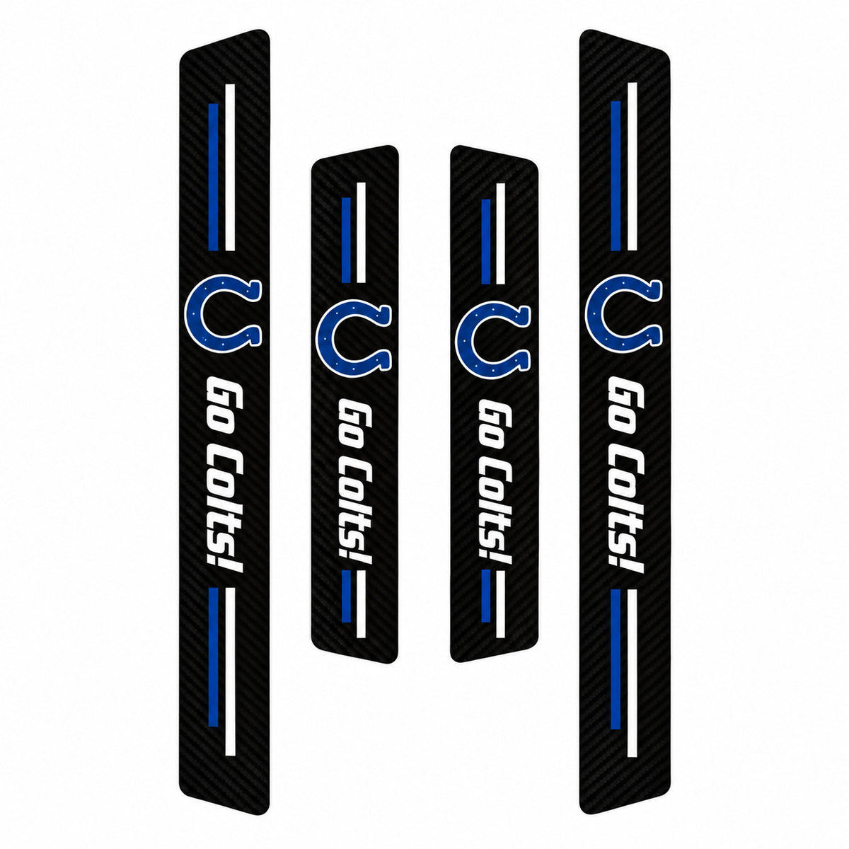 Indianapolis Colts car door sill protector strips — four-piece product layout