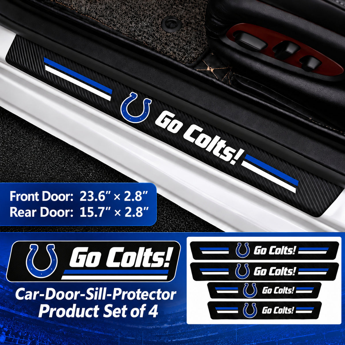 Indianapolis Colts car door sill protector strips — 1 set of 4 pieces and dimensions