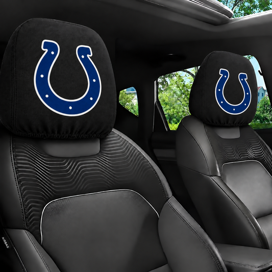 Indianapolis Colts car headrest cover, Style 1 logo design, installed in car