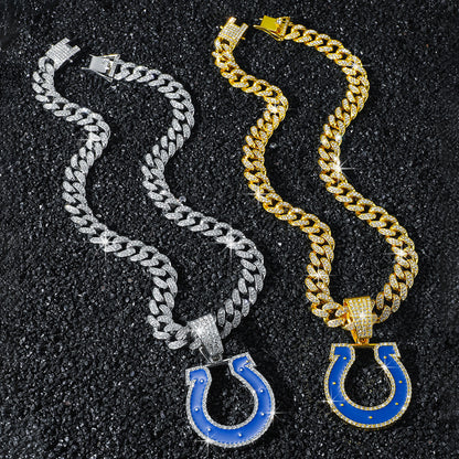 Indianapolis Colts necklace two-color set: one silver-tone and one gold-tone necklace
