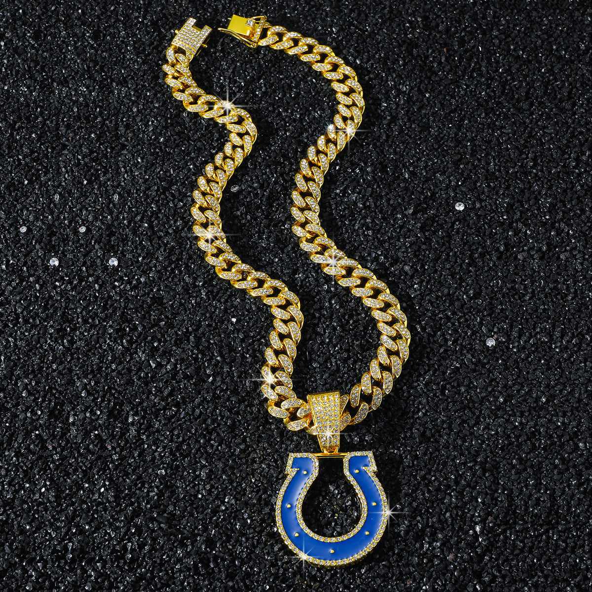 Indianapolis Colts gold-tone rhinestone necklace