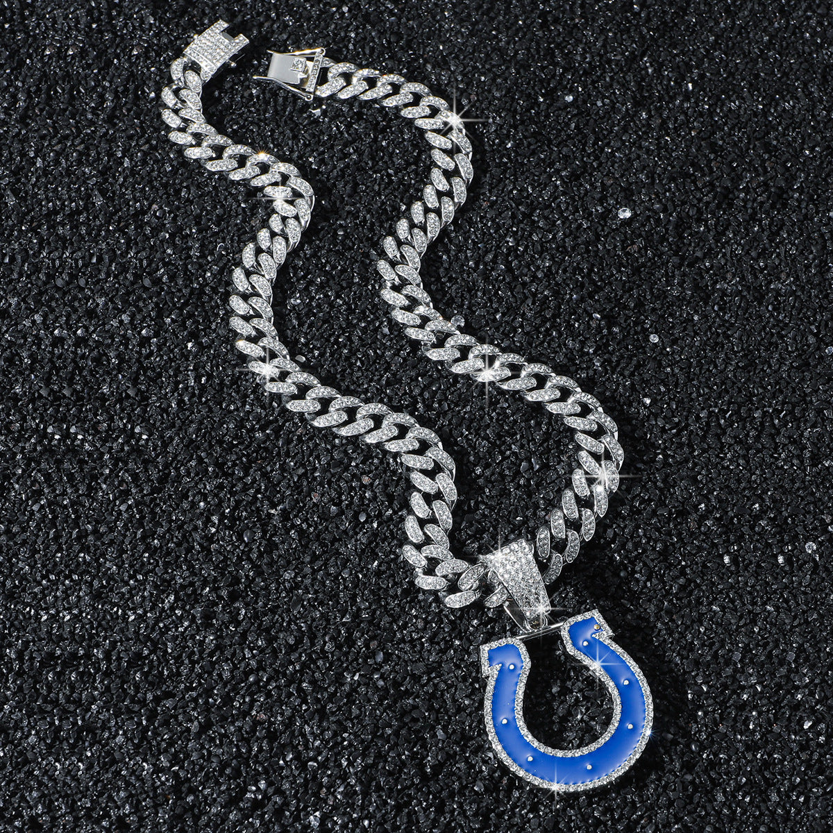Indianapolis Colts silver-tone rhinestone necklace