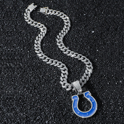 Indianapolis Colts silver-tone rhinestone necklace