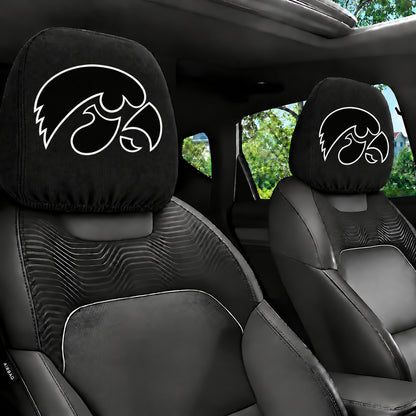 Iowa Hawkeyes car headrest cover, Style 1 team design, installed in car