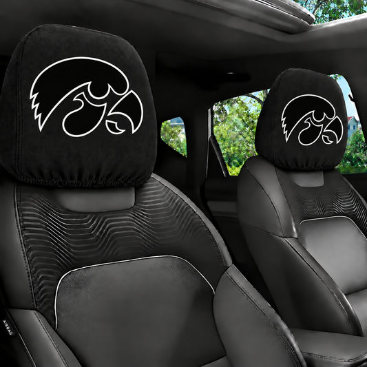Iowa Hawkeyes car headrest cover, Style 1 team design, installed in car