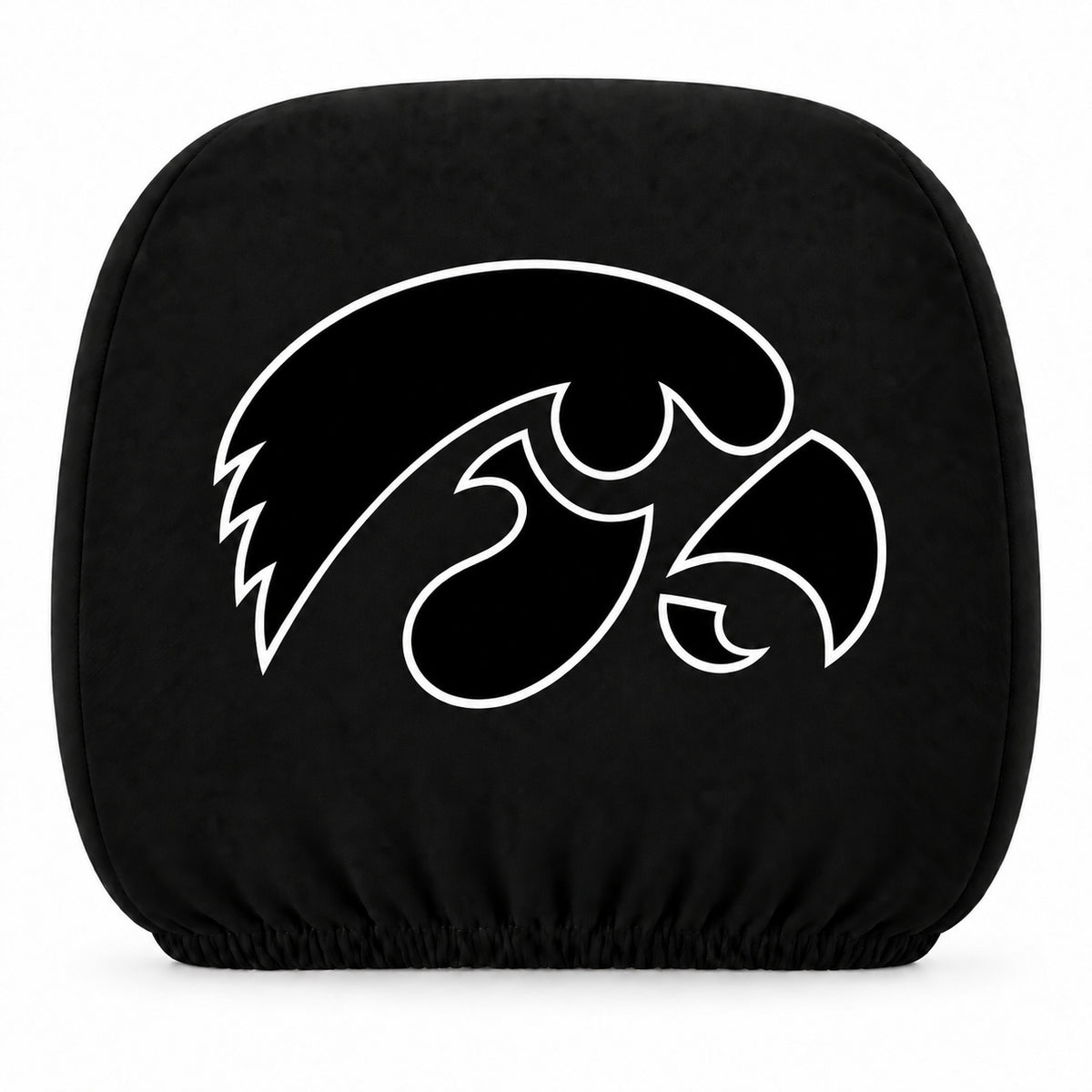 Iowa Hawkeyes car headrest cover, Style 1 team design, white background