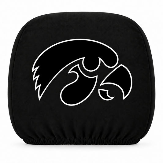 Iowa Hawkeyes car headrest cover, Style 1 team design, white background