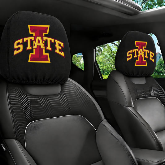 Iowa State Cyclones car headrest cover, Style 1 team design, installed in car