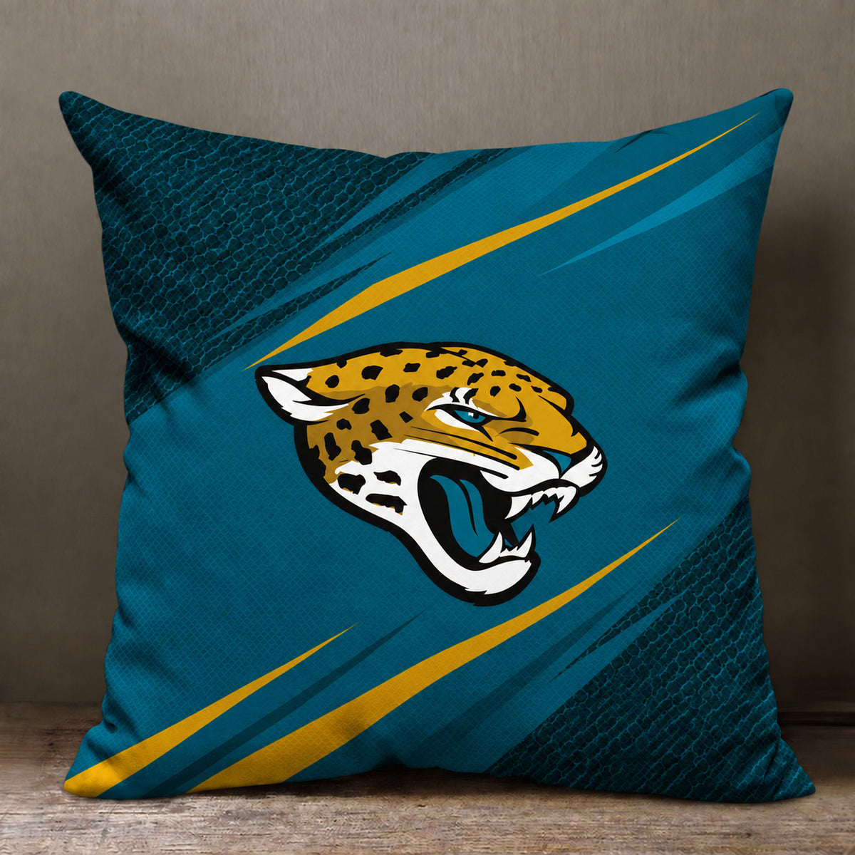Jacksonville Jaguars sofa cushion cover showing the team graphic and patterned design
