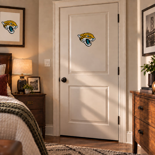 Jacksonville Jaguars decorative sticker on an interior door, corrected 29 cm proportion