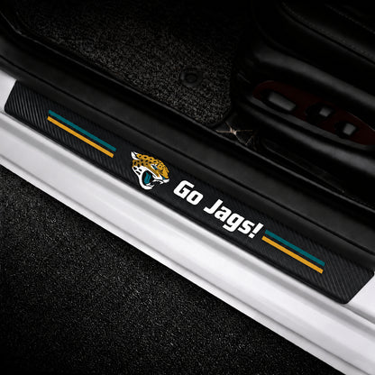 Jacksonville Jaguars car door sill protector strips — vehicle installation view