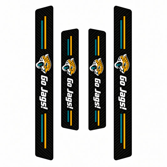 Jacksonville Jaguars car door sill protector strips — four-piece product layout