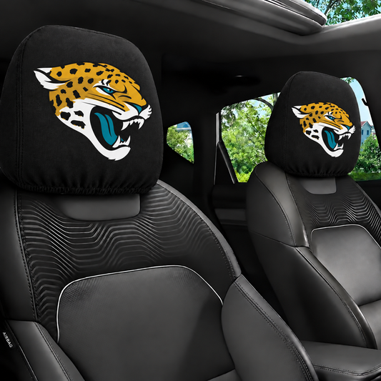 Jacksonville Jaguars car headrest cover, Style 1 logo design, installed in car