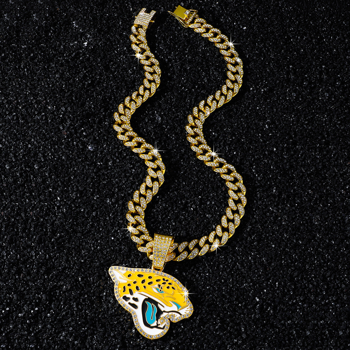 Jacksonville Jaguars gold-tone rhinestone necklace
