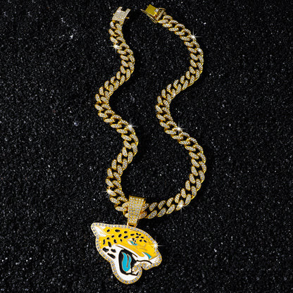 Jacksonville Jaguars gold-tone rhinestone necklace