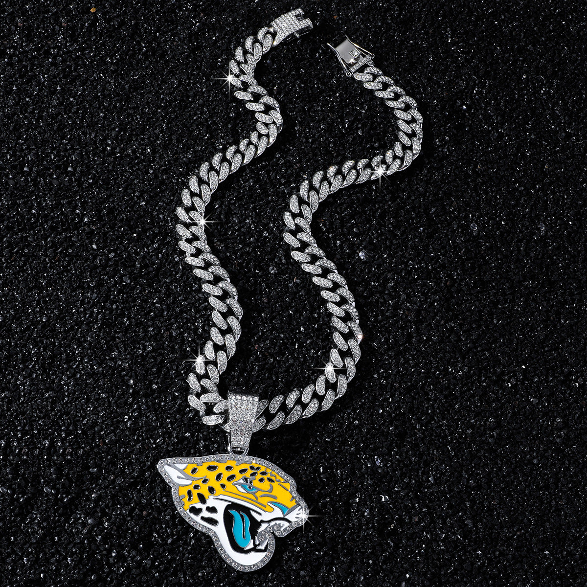 Jacksonville Jaguars silver-tone rhinestone necklace