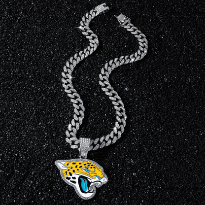 Jacksonville Jaguars silver-tone rhinestone necklace
