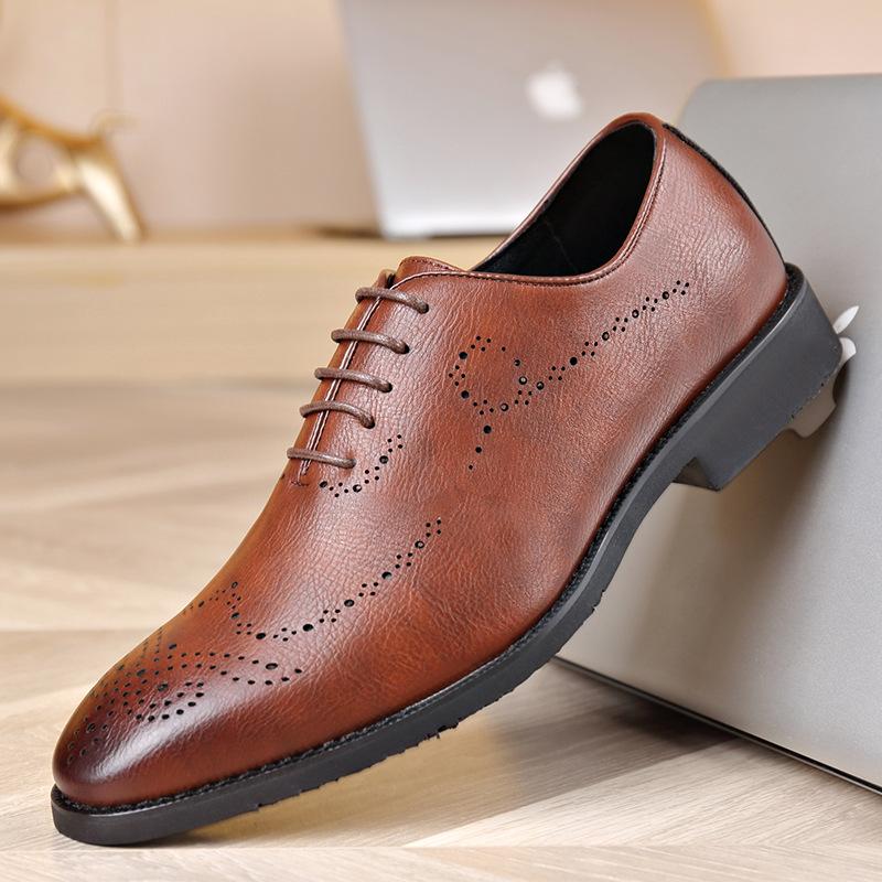 Italian handmade bullock breathable men's business banquet leather shoes - Bellkmart