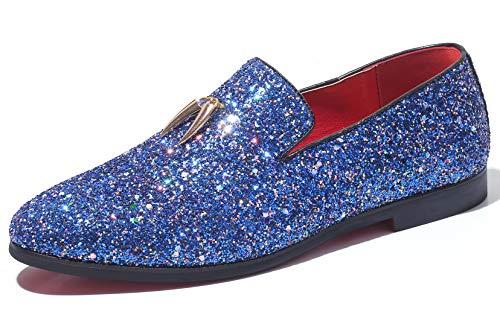 Mens Metallic Slip-on Glitter Fashion Smoking Slipper Moccasins Casual Dress Shoes - Bellkmart