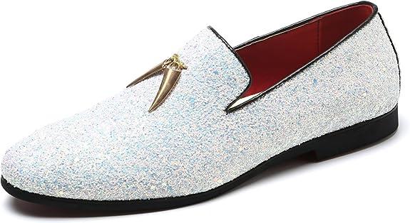 Mens Metallic Slip-on Glitter Fashion Smoking Slipper Moccasins Casual Dress Shoes - Bellkmart