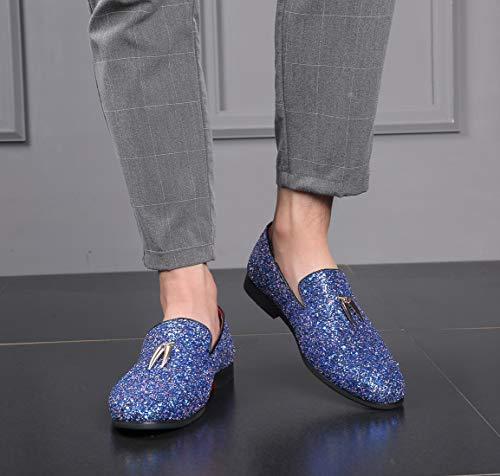 Mens Metallic Slip-on Glitter Fashion Smoking Slipper Moccasins Casual Dress Shoes - Bellkmart