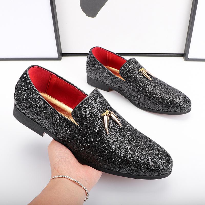 Mens Metallic Slip-on Glitter Fashion Smoking Slipper Moccasins Casual Dress Shoes - Bellkmart